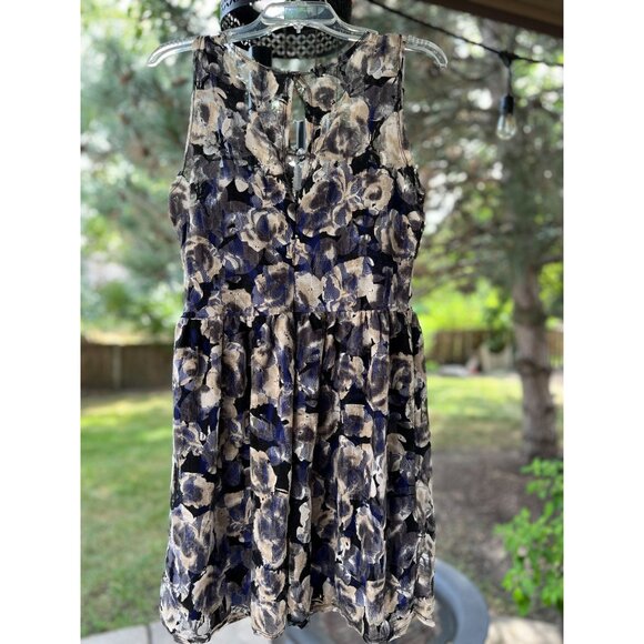 Anthropologie Pins And Needles Womens L Dress Black Blue Lace Sleeveless Mini - Picture 2 of 14